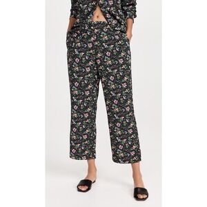 Hill Houseโ Black Floral Print Cropped Pants Womens Casual Size L